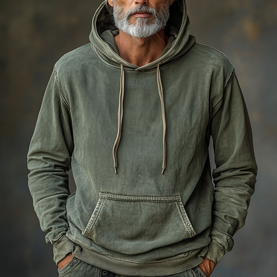 Men's Fashion Washed Long Sleeve Loose Cargo Hoodie 9907264028856