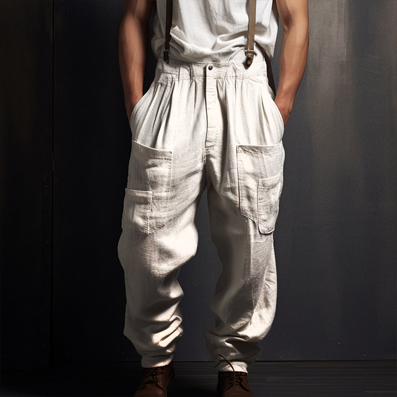 Men's Retro Casual Linen Breathable Loose Long Pants 9905397727416