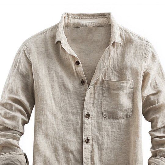 Men's Casual Skin-friendly Cotton and Linen Long-sleeved Shirt 9892385947832