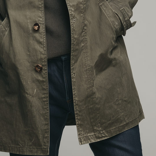 Men's Cotton Washed Vintage Lapel Single-Breasted Coat DTT25081118