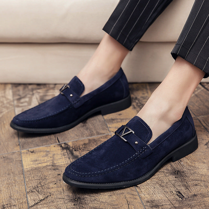 Men's Casual Suede Sewing Line Pointed Toe Shoes 9888556646584