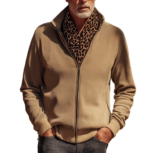 Men's Vintage Ribbed Textured Long Sleeve Jacket DTT25081408