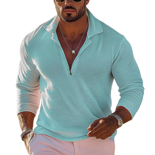 Men's Knitted Solid Color Casual Loose Zipper Sweater DTT25073010