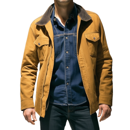 Men's Spring And Autumn Retro Colorblock Collar Zipper Jacket DTT25082036