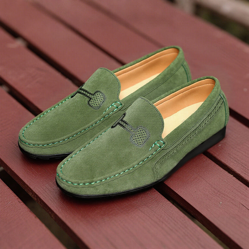 Men's Casual Solid Color Slip On Leather Flat Loafers Shoes Dtt555663544