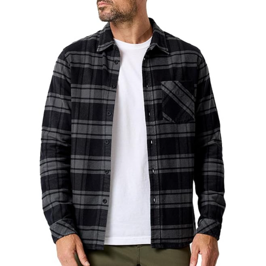 Men's Vintage Casual Lapel Flannel Plaid Long Sleeve Shirt 9911546970296