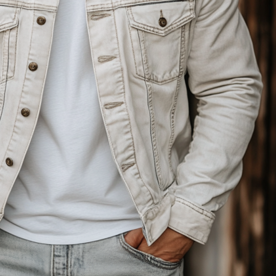 Men's Classic Casual Solid Color Washed Denim Jacket 9892386046136