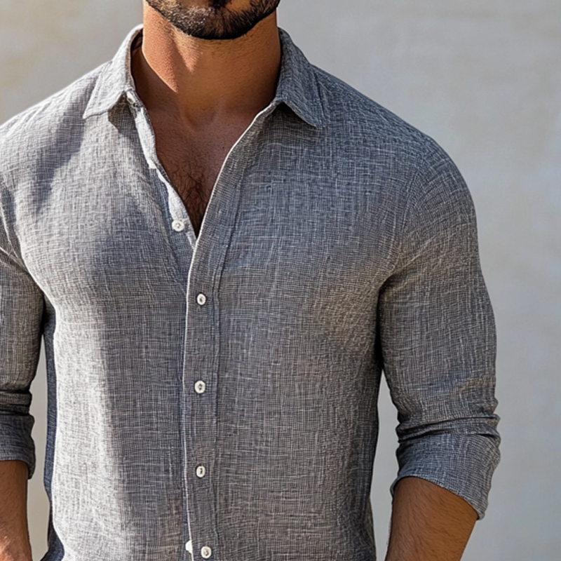 Men's Texture Print Casual Long Sleeve Shirt DTT25080411