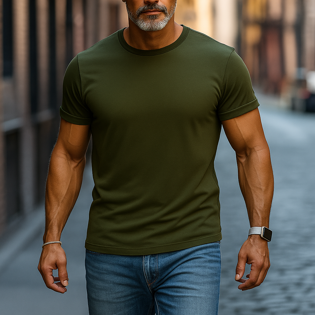 Men's Summer Basic Solid Color Cotton Short Sleeve T-Shirt DTT25072517