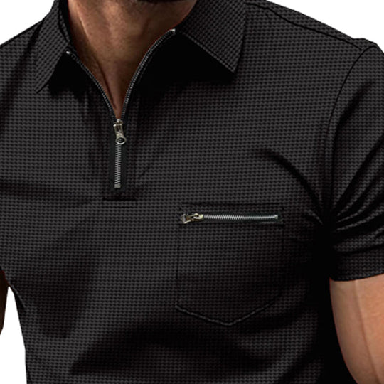 Men's Solid Waffle Button Henley Neck Sports Polo Shirt 9907265568952