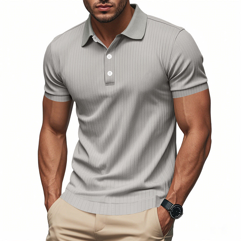 Men's Casual Elastic Lapel Short-sleeved POLO Shirt 9903258009784