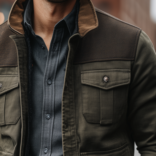 Men's Retro Casual Cotton Stitching Washed Outdoor Barn Jacket DTT25080708