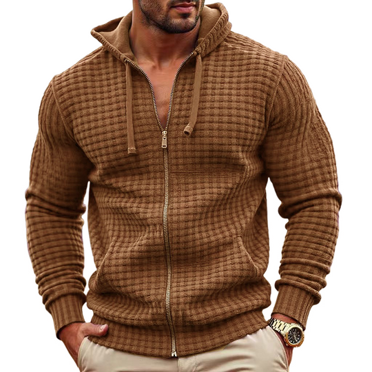 Men's Solid Color Loose Fleece Hooded Jacket DTT25082706