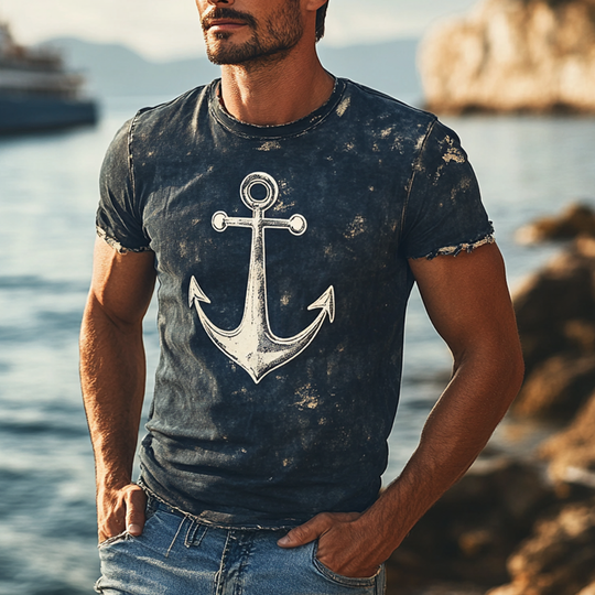 Men's Retro Printed Round Neck Short Sleeve T-Shirt DTT25062506