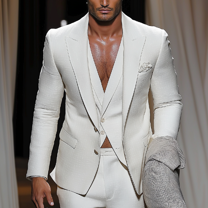 Men's Vintage Casual Solid Color Single Breasted Blazer DTT25070104