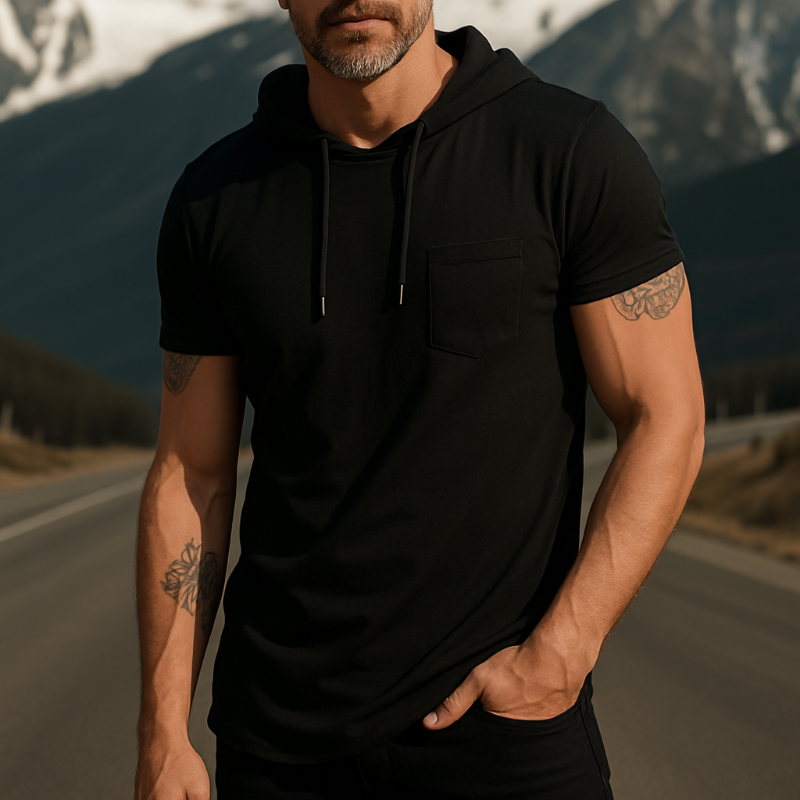 Men's Retro Casual Cotton Hooded Short Sleeve T-Shirt DTT25071811