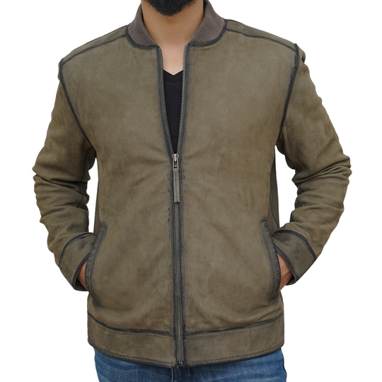 Men's Vintage Casual Baseball Collar Zipper Leather Jacket 9893976080568