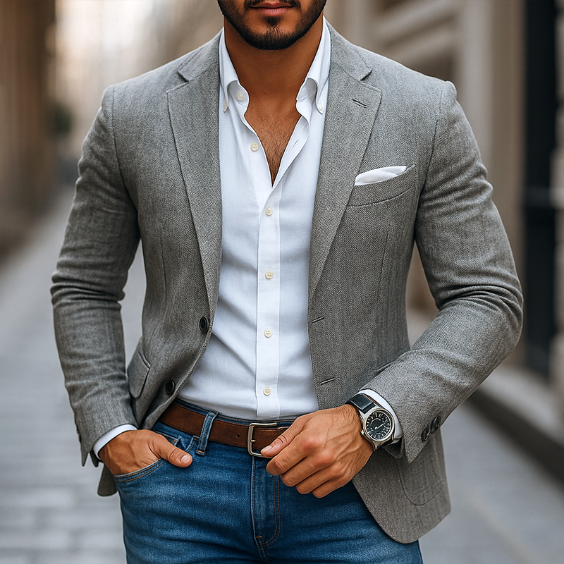 Men's Fashion Notch Lapel Two Buttons Casual Blazer DTT25072317