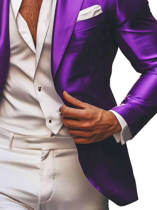 Men's Solid Color Single Breasted Silk Elegant Blazer 9904641736888