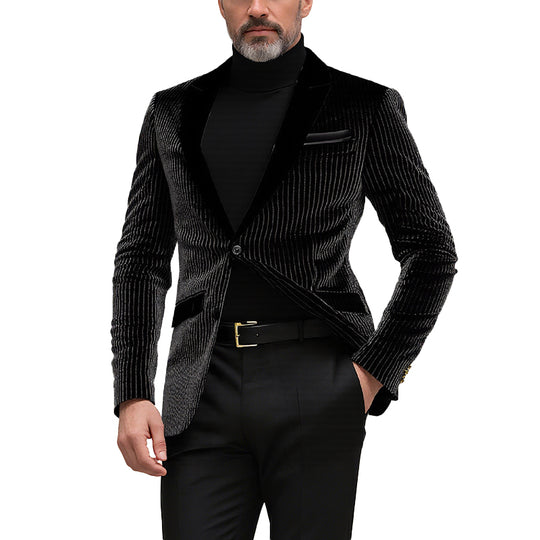 Men's Vintage Bright Vertical Striped Velvet Blazer Dtt818042040