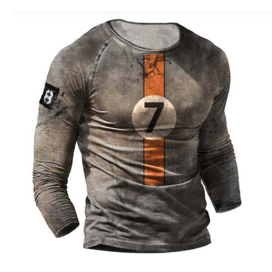 Men's Digital Print Slim Fit Round Neck Long Sleeve T-Shirt 9261143720120