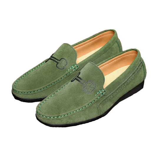 Men's Casual Solid Color Slip On Leather Flat Loafers Shoes Dtt555663544