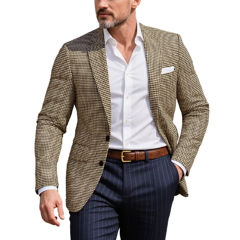 Men's Business Houndstooth Pattern Button Notch Lapel Blazer Dtt556023992