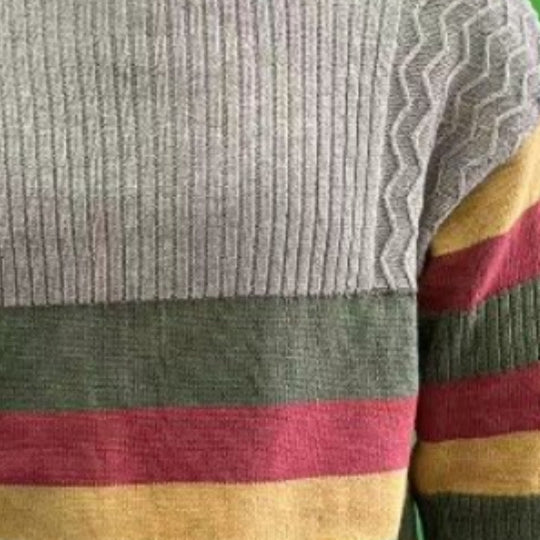 Men's Turtleneck Color Block Striped Knitted Sweater 9262177222840
