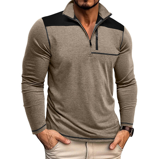 Men's Classic Casual Slim Stand Collar Long Sleeve POLO Shirt 9901326926008