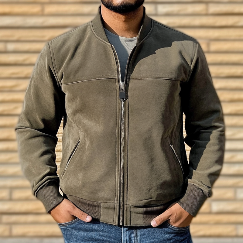 Men's Casual Baseball Collar Zip-Up Jacket DTT25082702