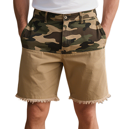 Men's Spring And Summer New American Western Style Cotton Blended Washed Stitching Camouflage Casual Shorts DTT25062012