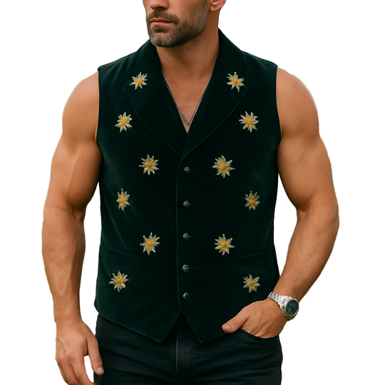Men's Summer Fashion Daisy Embroidered Fleece Vest DTT25070105