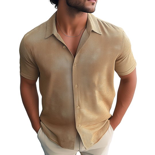Men's Summer Twill Printed Casual Short Sleeve Shirt DTT25061103
