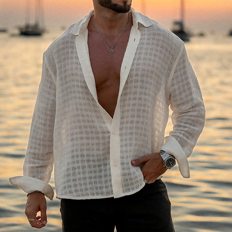 Men's Retro Casual Plaid Loose Lapel Long Sleeve Shirt DTT25072905