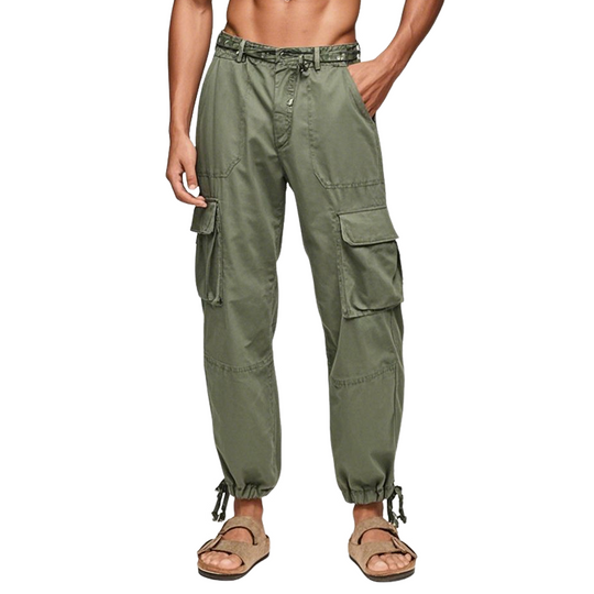 Men's Comfortable Breathable Solid Color Multi-Pocket Cargo Pants DDT25052803