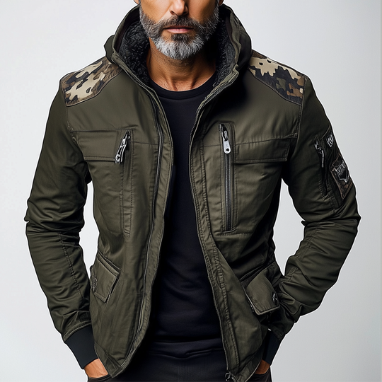 Men's Camouflage Contrast Multi-pocket Hooded Jacket DTT25080413