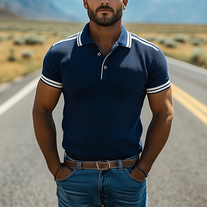 Men's Spring And Summer Fashion Casual Knitted Short-sleeved Polo Shirt DTT25070119