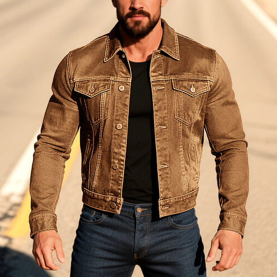 Men's Vintage Distressed Washed Denim Jacket 9261081198776