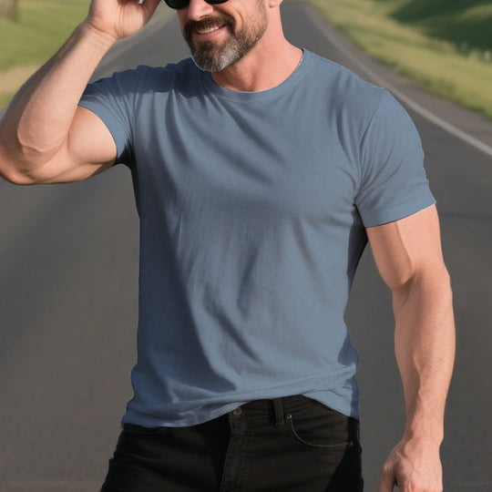 100% Cotton Short Sleeve Solid Color Simple T-Shirt Dtt250600581