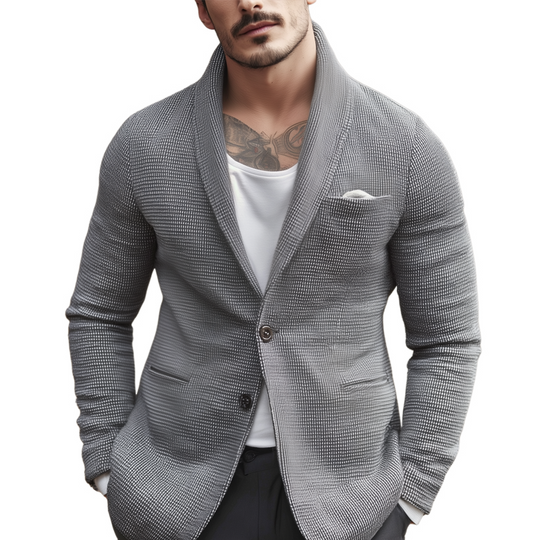 Men's Small Square Shawl Collar Two Buttons Casual Blazer DTT25082213