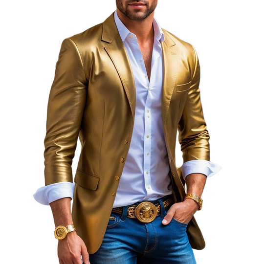 Men's Satin Notch Lapel Single Breasted Blazer DTT25071720