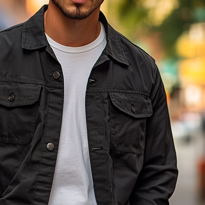 Men's Solid Color Casual Lapel Single-breasted Jacket DTT25082509