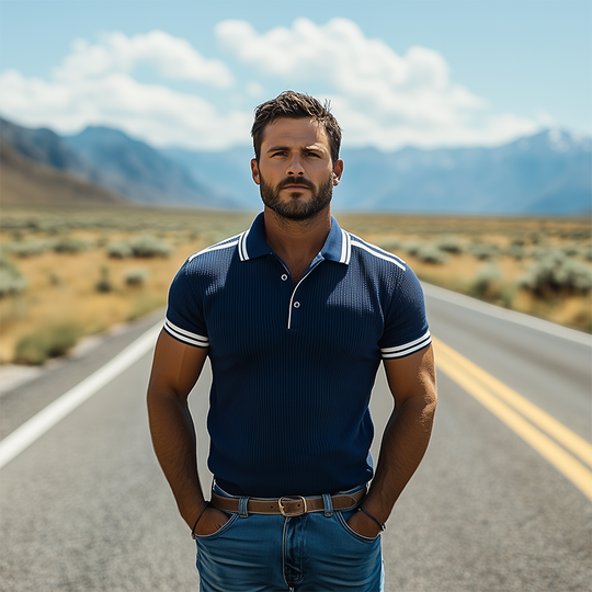 Men's Spring And Summer Fashion Casual Knitted Short-sleeved Polo Shirt DTT25070119