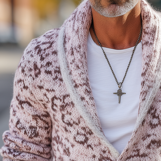 Men's Fashion Lapel Leopard Knit Cardigan DTT25082211