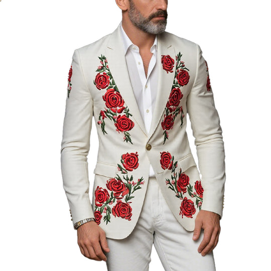 Men's Vintage Casual Rose Embroidered Blazer Dtt628433080