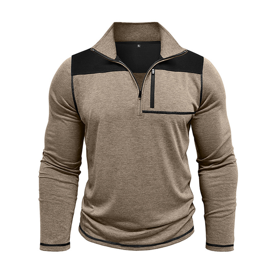Men's Classic Casual Slim Stand Collar Long Sleeve POLO Shirt 9901326926008