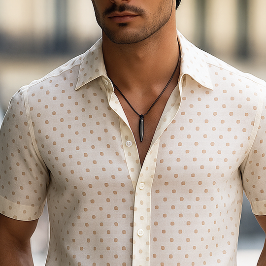 Men's Polka Dot Lapel Short Sleeve Shirt DTT25062502