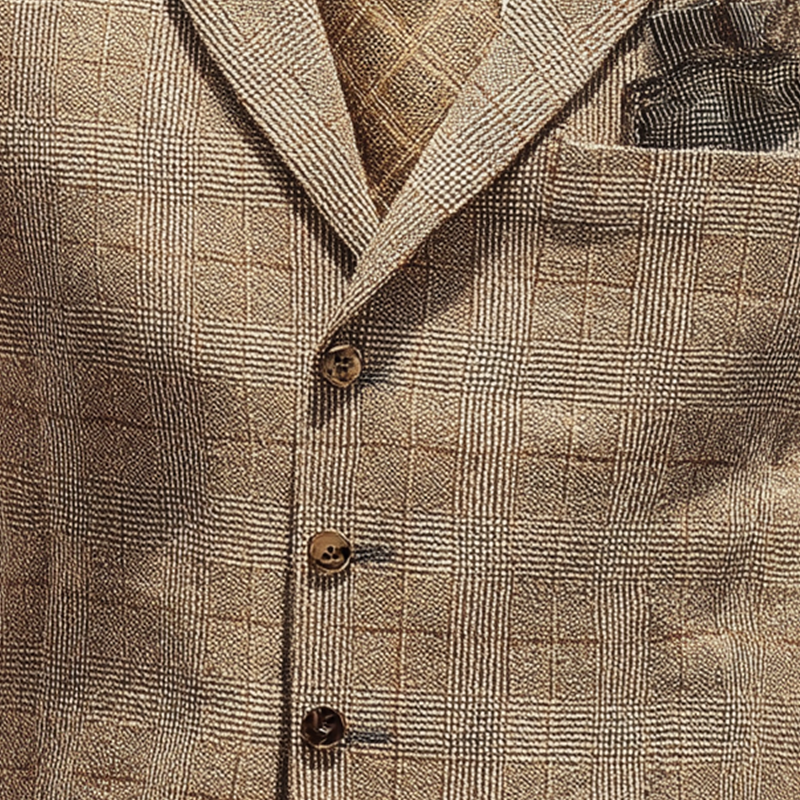 Men's Retro Elegant Plaid Cotton Blend Suit Vest DTT25090410
