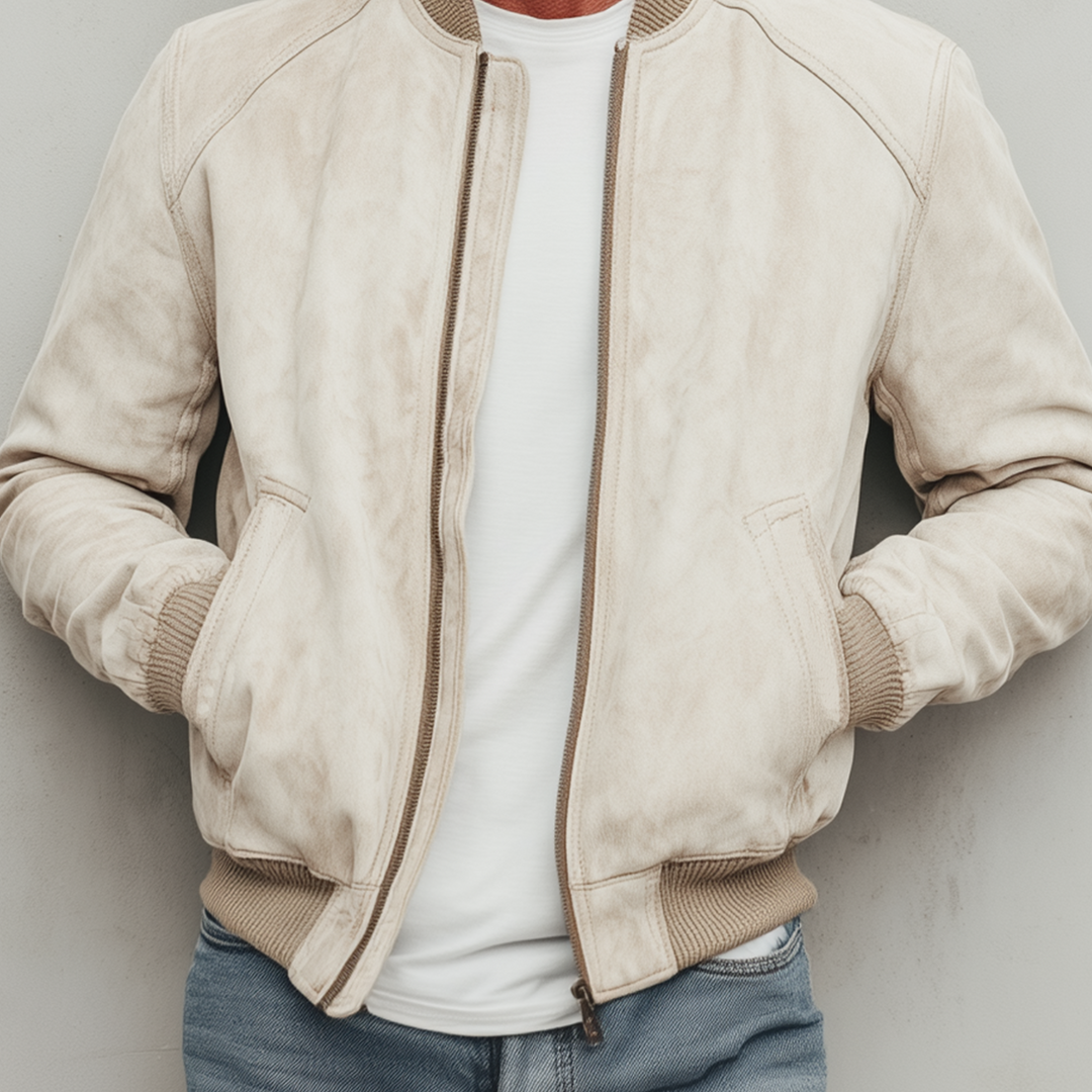 Men's Classic Casual Lightweight Suede Zip-Up Bomber Jacket DTT25080118