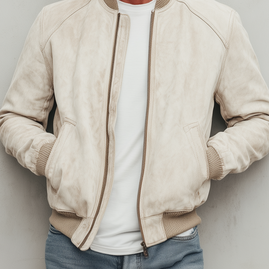 Men's Classic Casual Lightweight Suede Zip-Up Bomber Jacket DTT25080118
